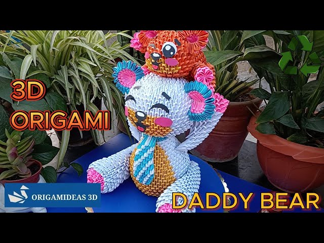 How to make a Daddy Bear for Father's Day in 3D Origami with reusable paper | Papá Oso Día del Padre