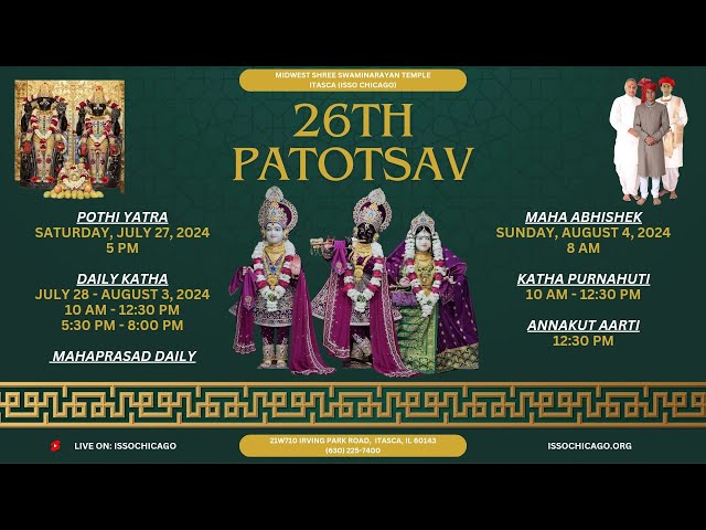 🔴 ISSO Shree Swaminarayan Temple - Chicago 26th Patotsav Day 8: Hariyag Yagna