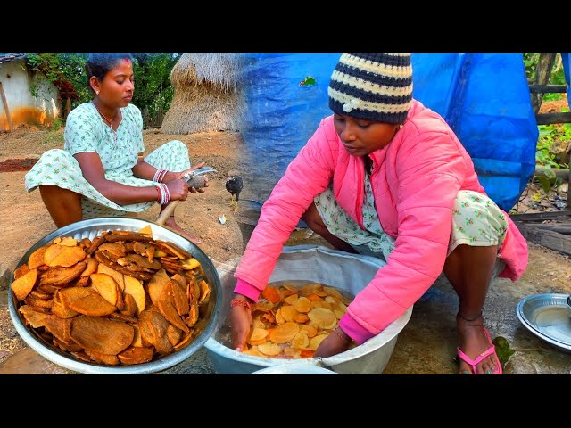 Wild potato boiling and eating || jungle potato || village tribal life