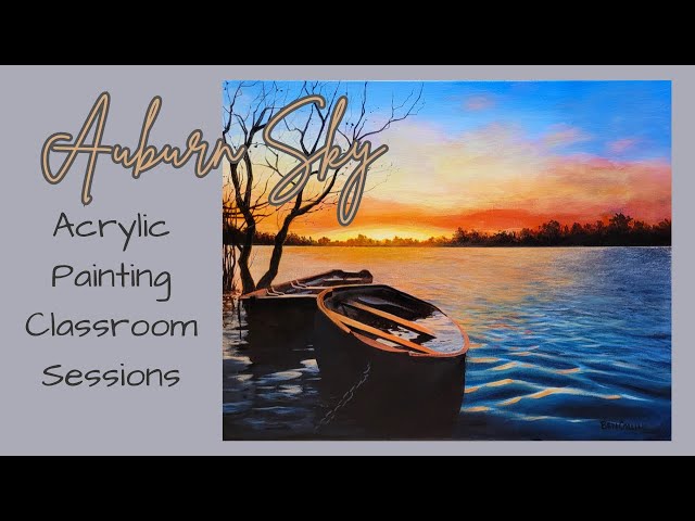 Acrylic Painting Class - Raw footage from a weekly community painting class. "Auburn Sky"