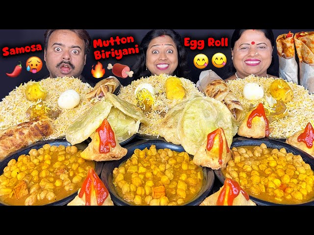 Mutton Biriyani vs Puri Sabji Eating Challenge with punishment🤮 Mukbang Samosa, Chana Masala Eating