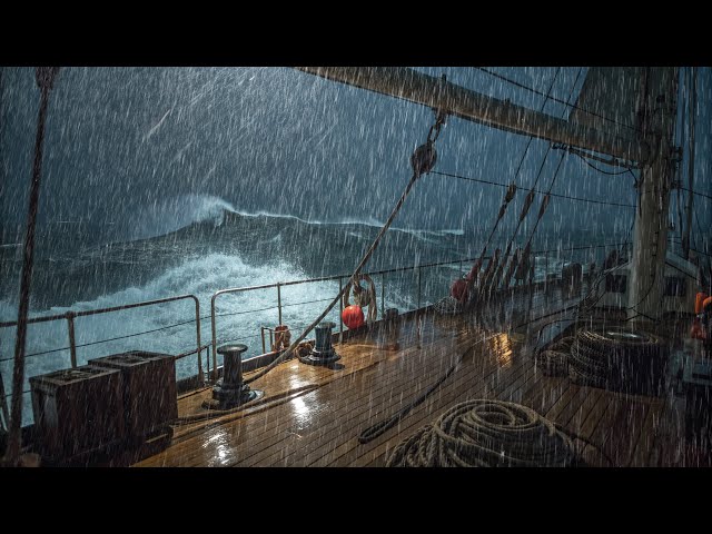 Storm at Sea with Heavy Rain & Thunder | 표류 중에 수면, 공부 또는 휴식 보트