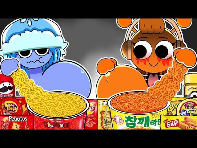 INCREDIBOX SPRUNKI - Oren & Pinki Pregnant Horror Family Convenience Store Food | Animation