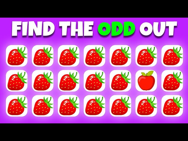 Find The Odd One Out - Fruit Edition 🍎 🍌 🍒- Easy, Medium, Hard - 25 ultimate challenges