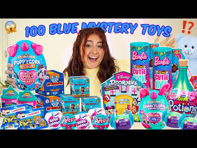 Unboxing 100 *BLUE* Mystery toys!!😱🎁 *RARE FINDS*