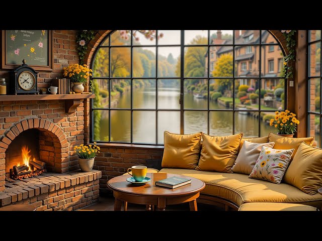 Fireplace Cafe with Elegant Smooth Piano Jazz Music & Instrumental Bossa Nova for Cozy Morning