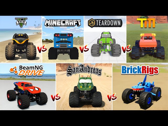 MONSTER JAM TRUCK in GTA 5 vs TEARDOWN vs MINECRAFT vs TRAILMAKERS vs GTA SA vs BEAMNG vs BRICKRIGS