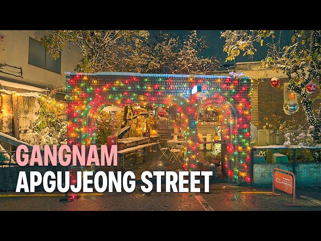 Romantic Winter Walk in Apgujeong Trendy Streets | Seoul Night Tour 4K HDR