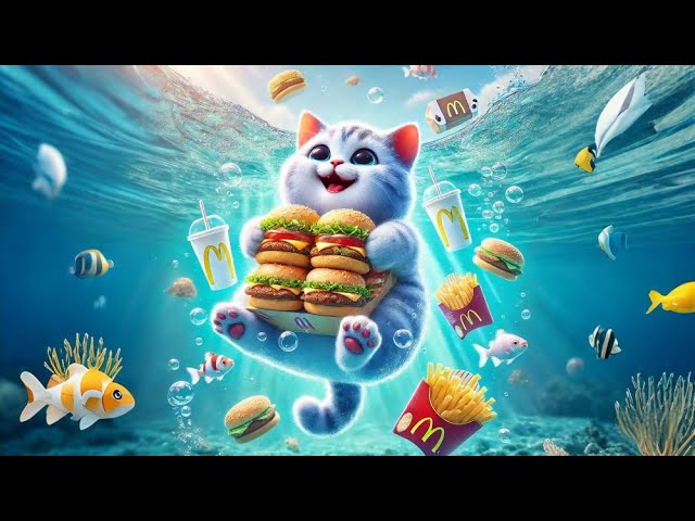 The Kitten Has A Lot Of Hamburgers  Look How Happy It Is