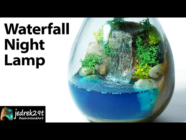 Waterfall in a JAR. Night Lamp Diorama / Epoxy Resin Art