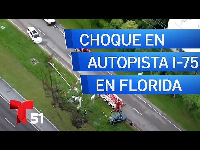 Imágenes aéreas de choque en la autopista I-75 en Florida