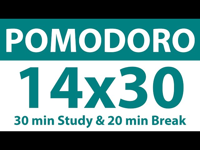 Pomodoro Technique | 14 x 30 min | 30 min Study & 20 min Break | Study Timer | No Ads | No Music