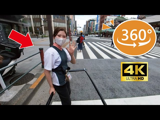 A cute Japanese girl Rie-chan guided me around Asakusa by rickshaw (360° video)😊 Rickshaw in Asakusa