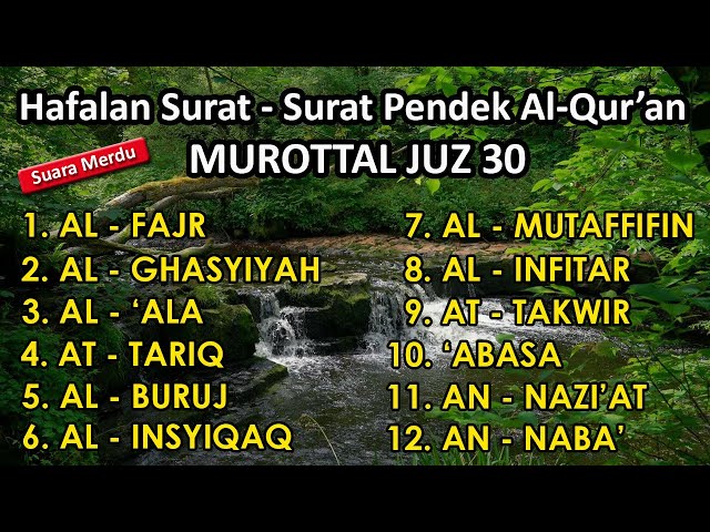 Hafalan surat surat pendek Al Quran untuk bacaan sholat | Murottal Juz 30 surat al fajr - an naba