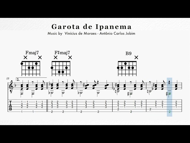 Garota de Ipanema - Guitar chords and bossanova rhythm style.