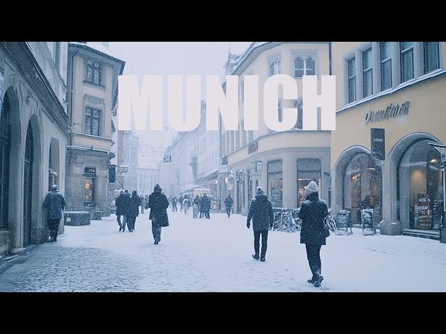 Munich Germany 4K Walk: Snowy City Walking Tour 🚶‍♂️🇩🇪