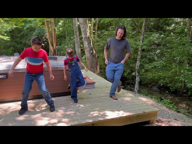 Zeb Love Da Kids - Zeb Ross - J. Creek Cloggers dancing on the Creekside Hot Tub Deck at the Cabin