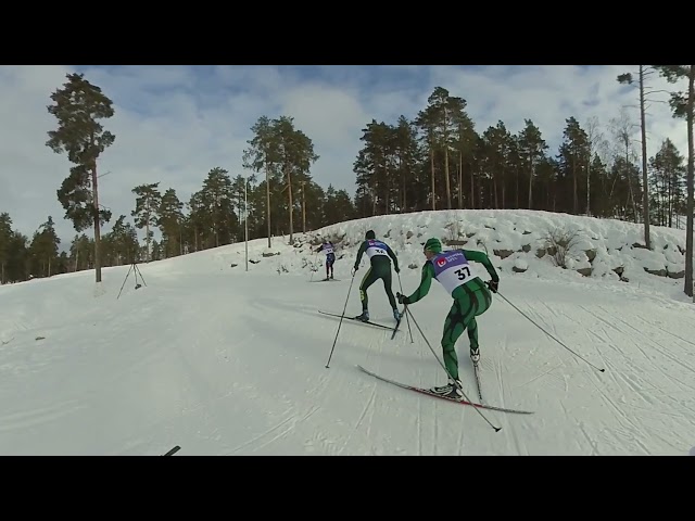 360/VR Cross-country Skiing Sprint Race with pro athletes on Lugnet racetrack in Falun, Sweden