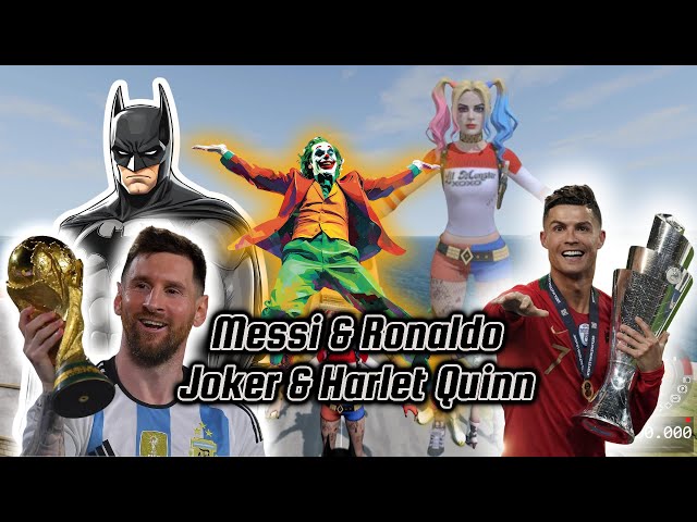 Ronaldo & Messi vs Batman & Joker & Harley Challenge Showdown! #ronaldo #messi #beamng.drive #batman