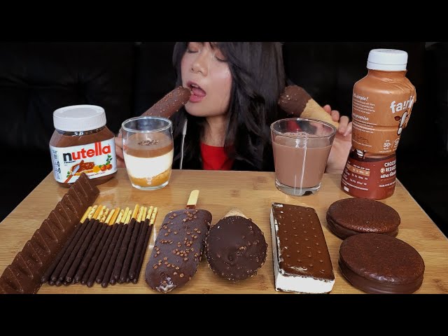 ASMR CHOCOLATE DESSERT EATING SOUND MUKBANG (ICE CREAM, POCKY, TOBLERONE, NUTELLA) 초콜릿 디저트먹방 2탄