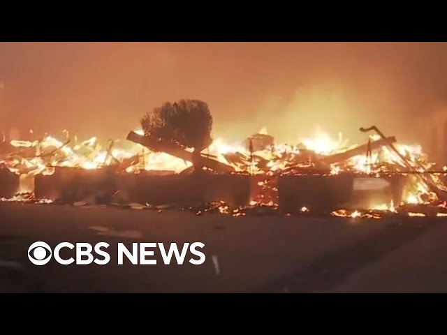 Destruction in Malibu Village as Los Angeles wildfires continue to burn