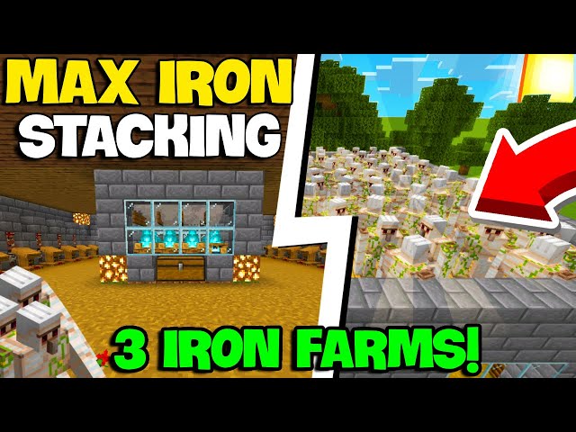 TRIPLE IRON FARM Minecraft Bedrock 1.21 (Ultimate Stacking Guide)