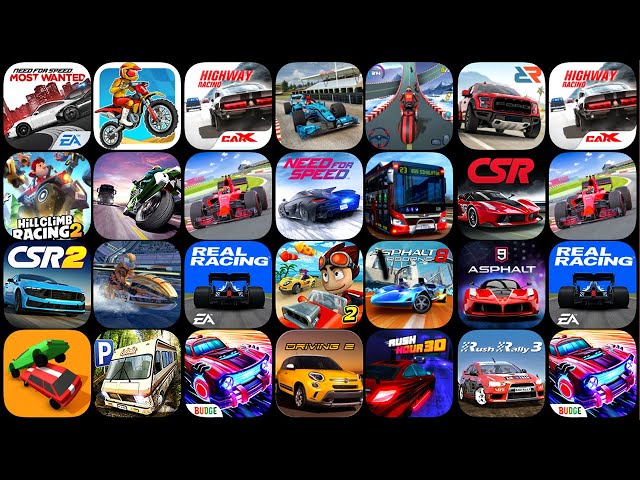 Most Wanted, Bike Racing, Car X Highway, Formula Car Racing, Moto Race, Rebel Racing, Hill Climb 2..