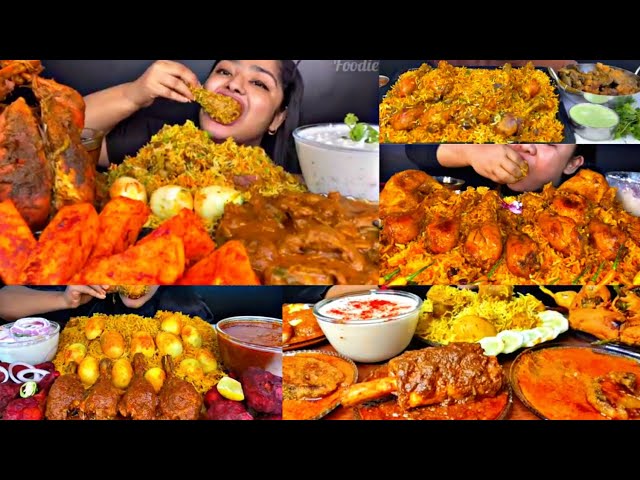 ASMR EATING SPICY CHICKEN BIRYANI WITH CHICKEN CURRY, EGGS | BEST INDIAN FOOD MUKBANG |Foodie India|