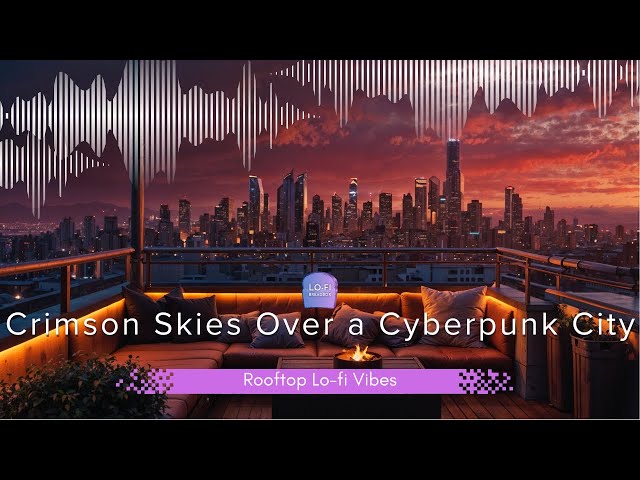 Crimson Skies Over a Cyberpunk City | Rooftop Lo-fi Vibes