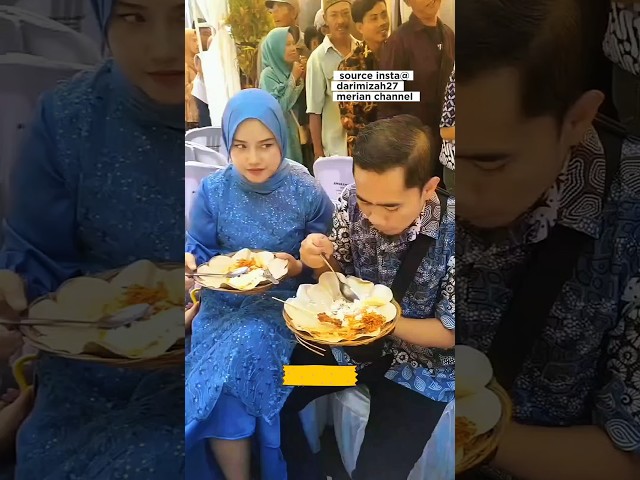 funny moments when the wife is working on her husband while eating at a wedding