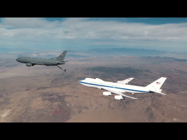 UNCLASSIFIED VIDEO:  Doomsday Plane - E-4B Nightwatch refueling with KC46