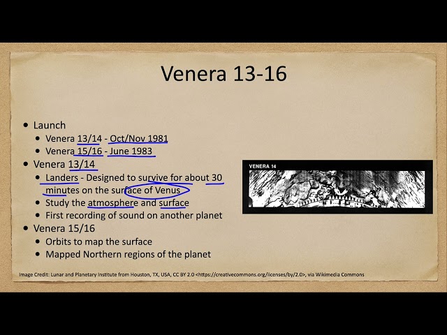 Exploration of the Solar System - Venera 13-16