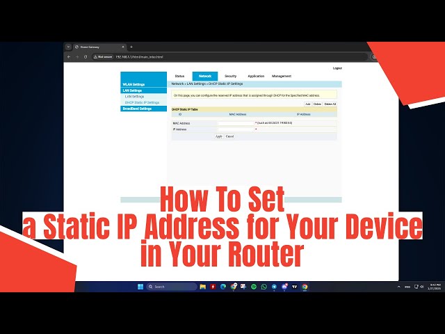 How To Set a Static IP Address for Your Device in Your Router