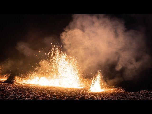 Footage from the new volcano eruption in Iceland 2022