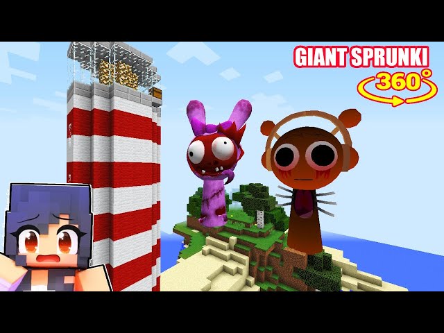 Aphmau Surviving Against Giant Sprunki in Minecraft -Gameplay 360°