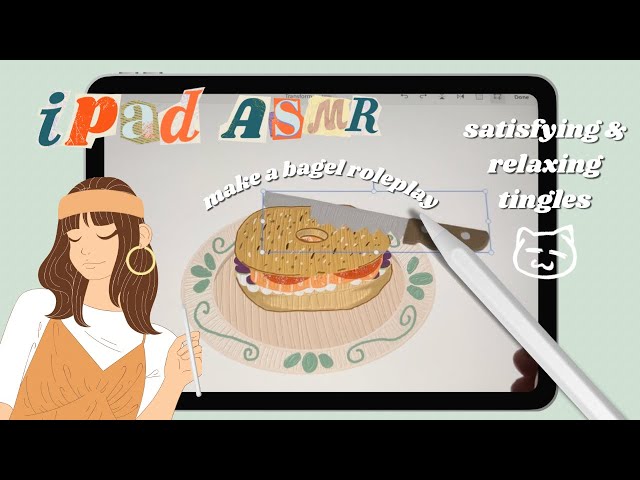 🥯Make a bagel role play iPad ASMR/satisfying drawing & writing sounds/trying out Adobe Fresco