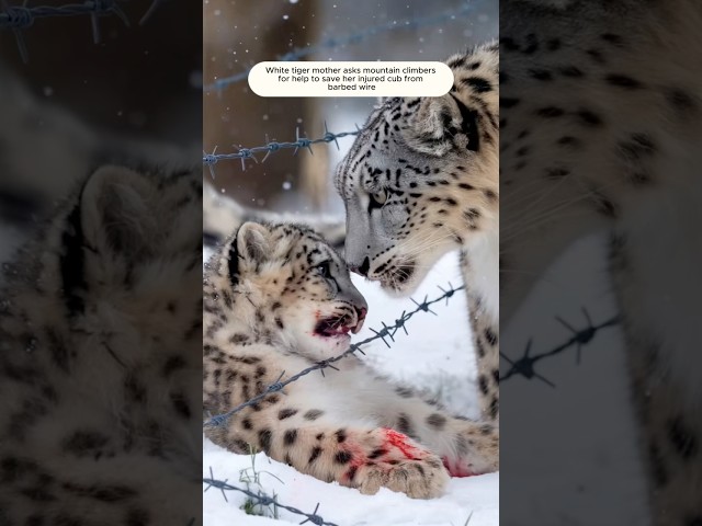 Snow leopard mother calls out to climbers to Rescue Stuck Cub