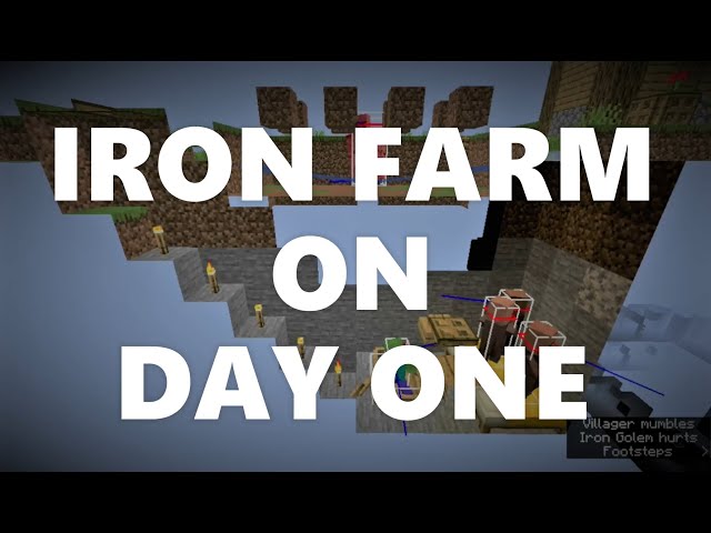 Minecraft Elegance: Iron Farm on Day 1 of Survival, Java 1.16+