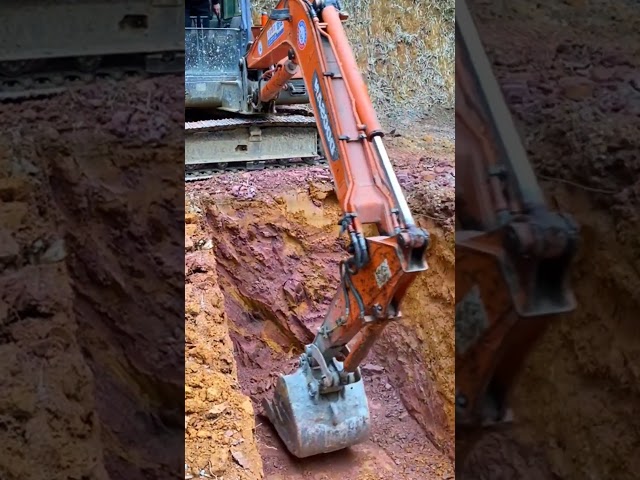 Excavator performing boom extension #excavator #construction #shorts