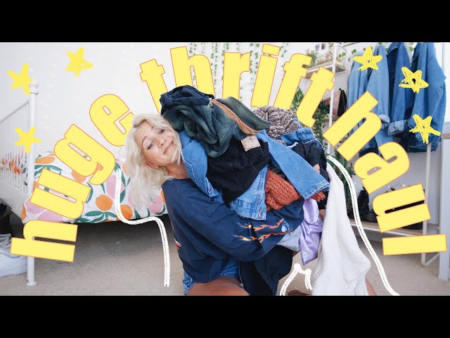 HUGE GOODWILL OUTLET TRY ON THRIFT STORE HAUL | I got a new wardrobe for ONLY $37!!!