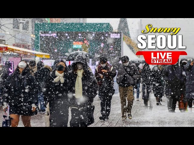 Live Seoul Korea 🇰🇷 2025 Happy New Year Festival Seoul Snowy Street Walking Tour ソウルライブ 서울라이브