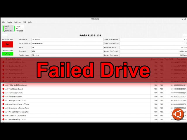 Check For Bad Drives In Ubuntu - qdiskinfo