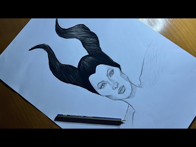 Angelina Jolie as Maleficent - CharcoalDrawing #art #painting #4k