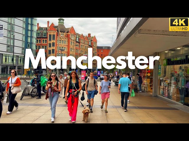 Summer walk in Manchester city On Saturday. 4K