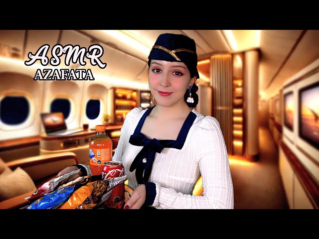 ⭐Vuelo a Japón ASMR: ✈️Azafata te cuida con servicio de primera clase 💆‍♀️