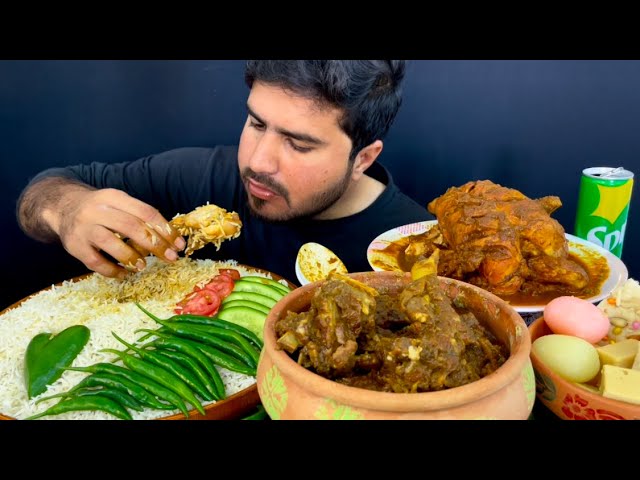 ASMR: EATING WHOLE CHICKEN CURRY MUTTON CURRY RICE INDIAN TRADITIONAL SWEET || MUKBANG