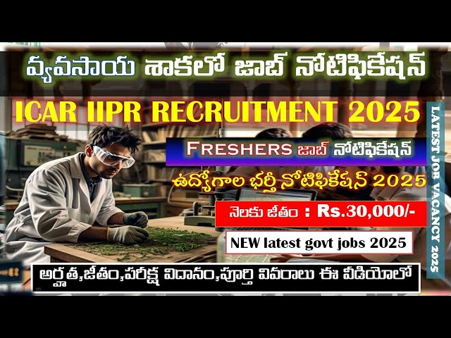 ICAR IIPR Recruitment 2025 Latest Job Vacancy 2025|Job|#Telugu|Fresher|Jobs|Govt Job vacancy 2025