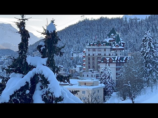 St. Moritz heavy snow walk February 2025 🥶 Cold 4K winter snow walking tour 🇨🇭 Switzerland