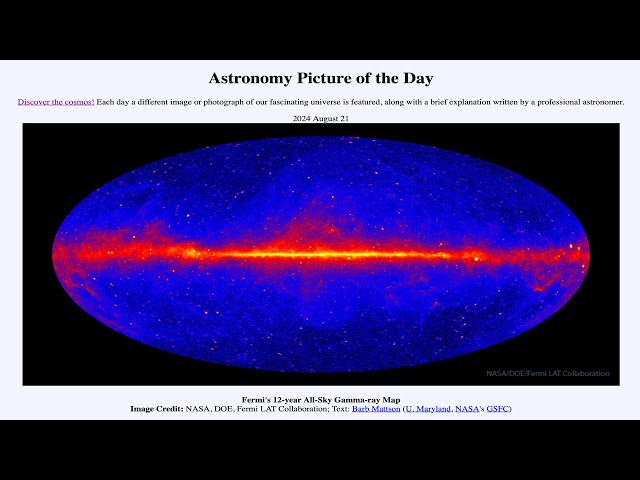 2024 August 21 - Fermi's 12 Year All Sky Gamma Ray Map