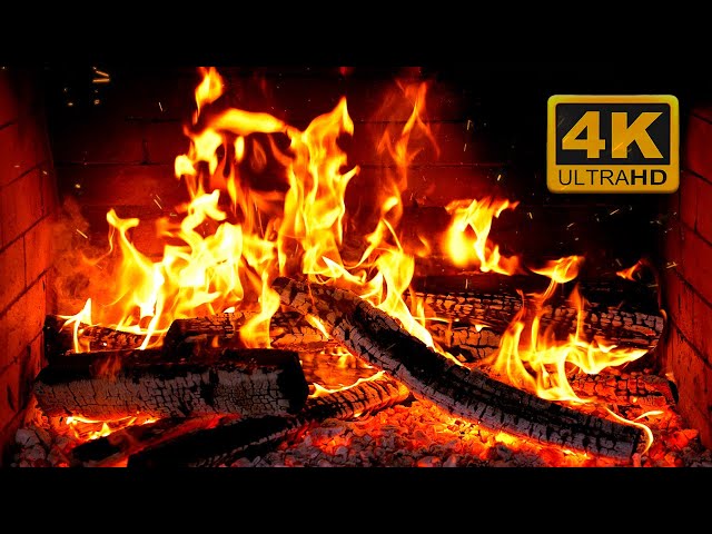 🔥 Fireplace 4K UHD! Fireplace with Crackling Fire Sounds. Fireplace Burning for Home